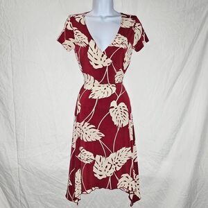 Vintage y2k red cream whimsigoth v neck adjustable waist midi dress